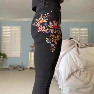 Topshop floral embroidered Jamie Moto Jeans